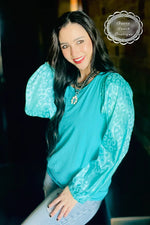 Bermuda Bae Turquoise Leopard Top - Also in Plus Size