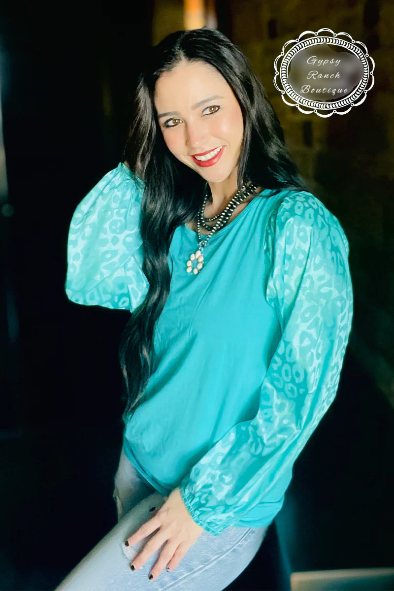 Bermuda Bae Turquoise Leopard Top - Also in Plus Size