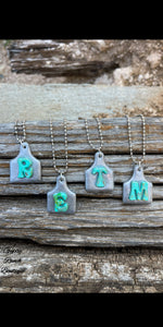 Ear Tag Initial Clay Necklace