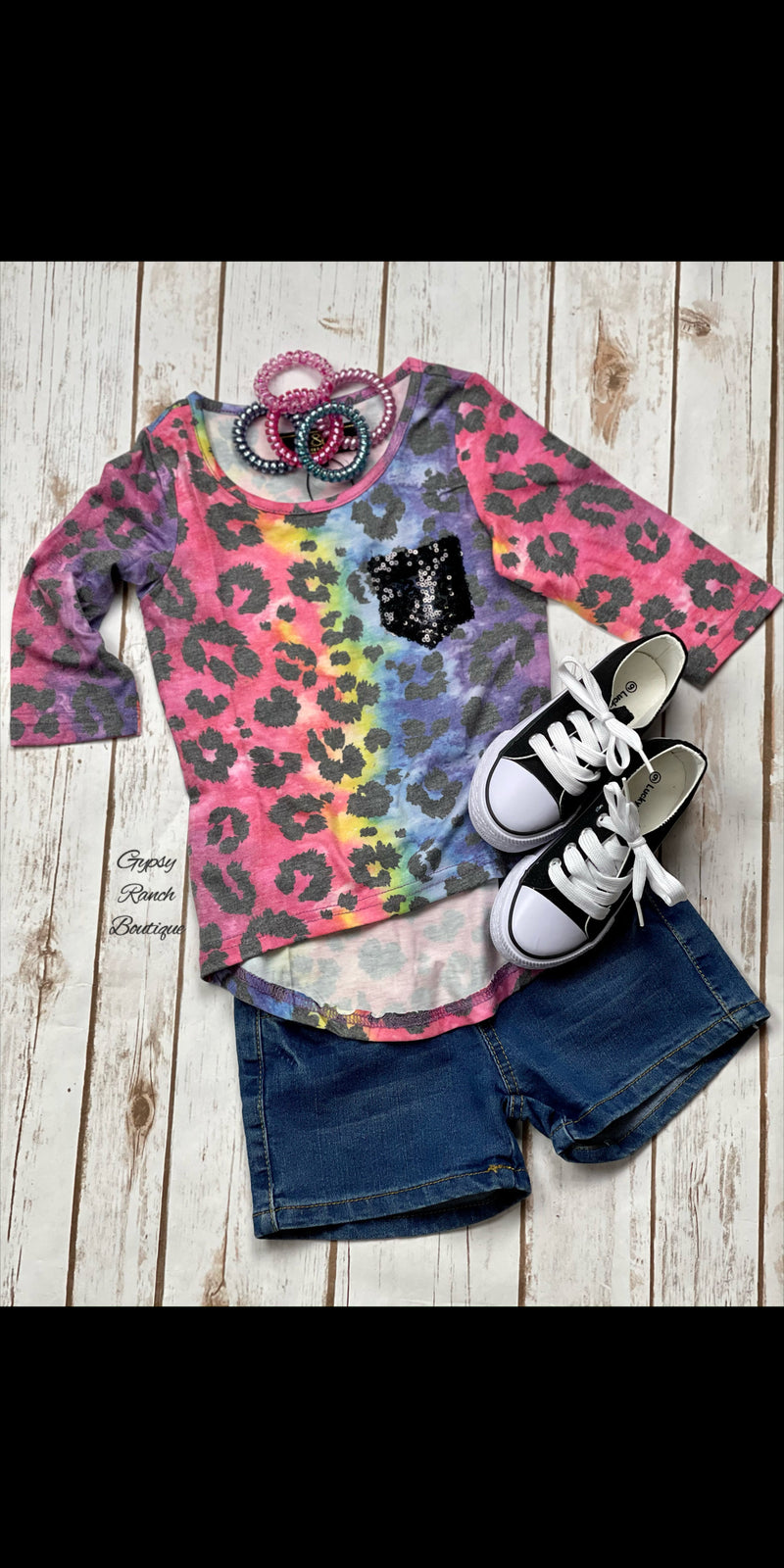 Kids Sienna Leopard Sequin Pocket Top