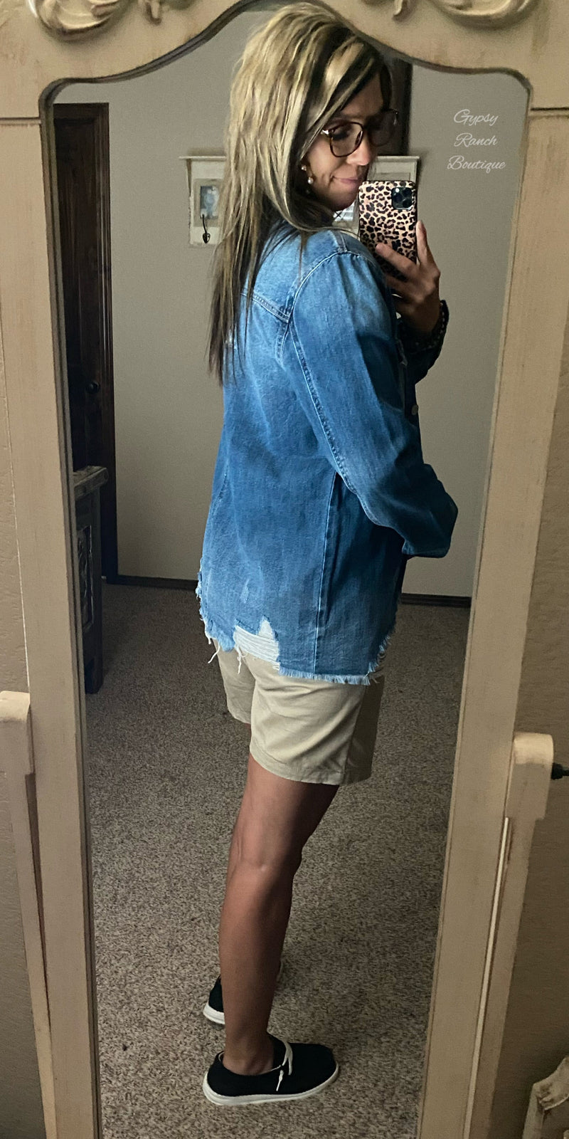 Windthorst Denim Distressed Top