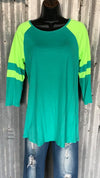 Purcee Turquoise Lime Top - Also in Plus Size