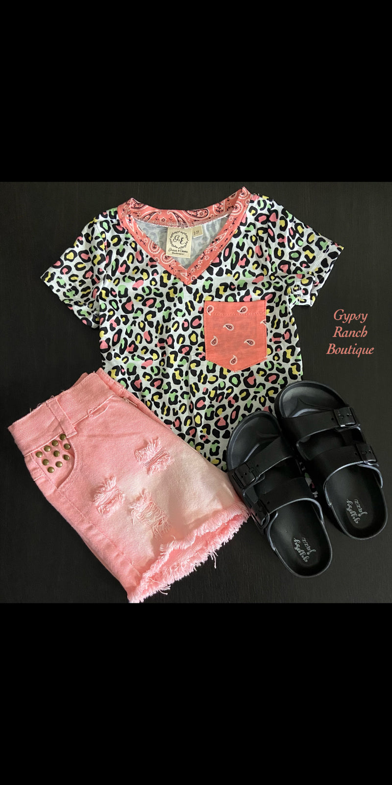 Kids Castaway Leopard & Bandanna Top