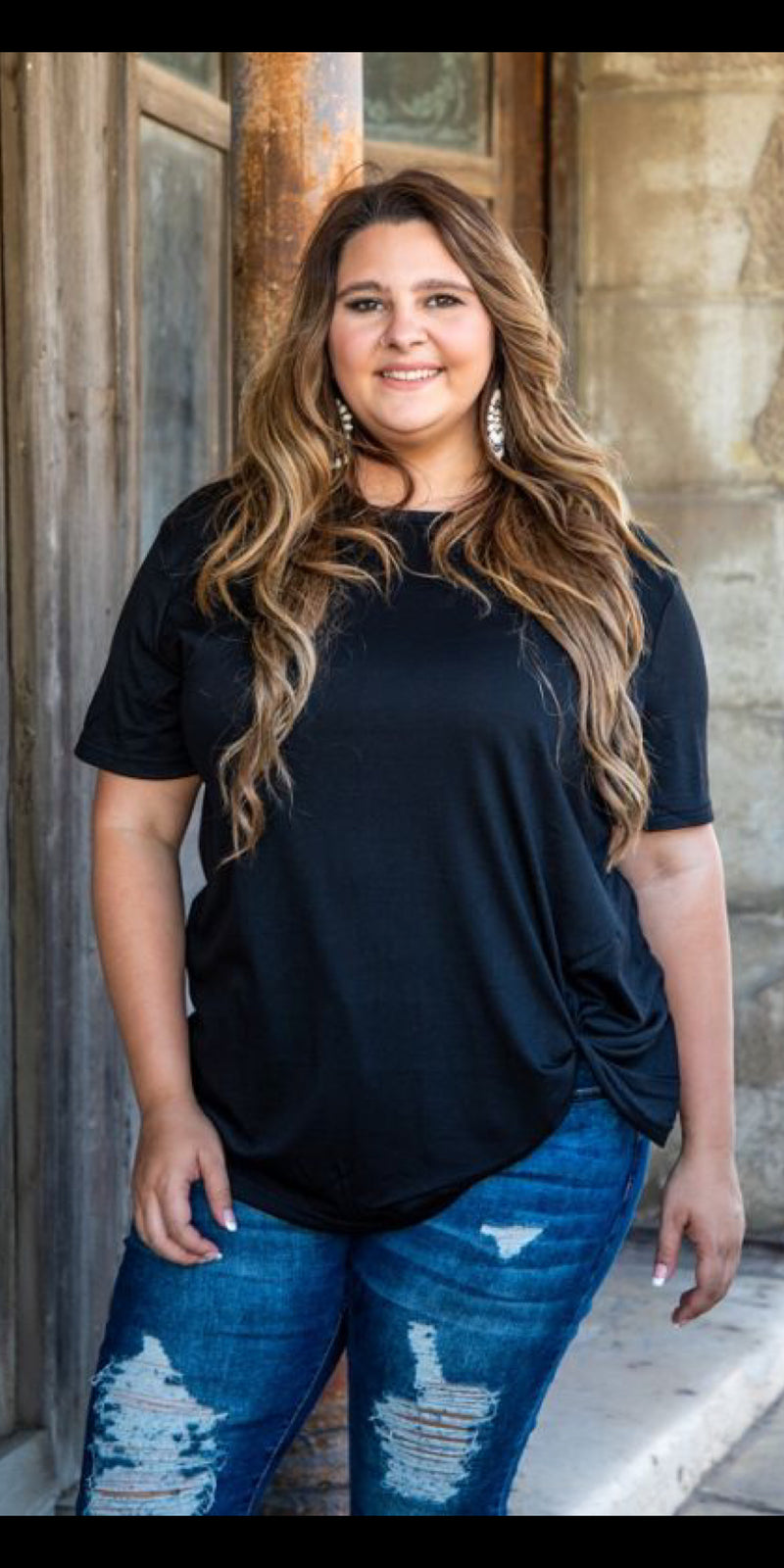 Take it Easy Black Knotty Top - Also in Plus Size