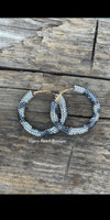 Black & Crystal Rhinestone Hoop Earrings