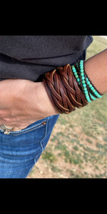 Lonestar Braided Leather Cuff Bracelet