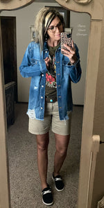 Windthorst Denim Distressed Top
