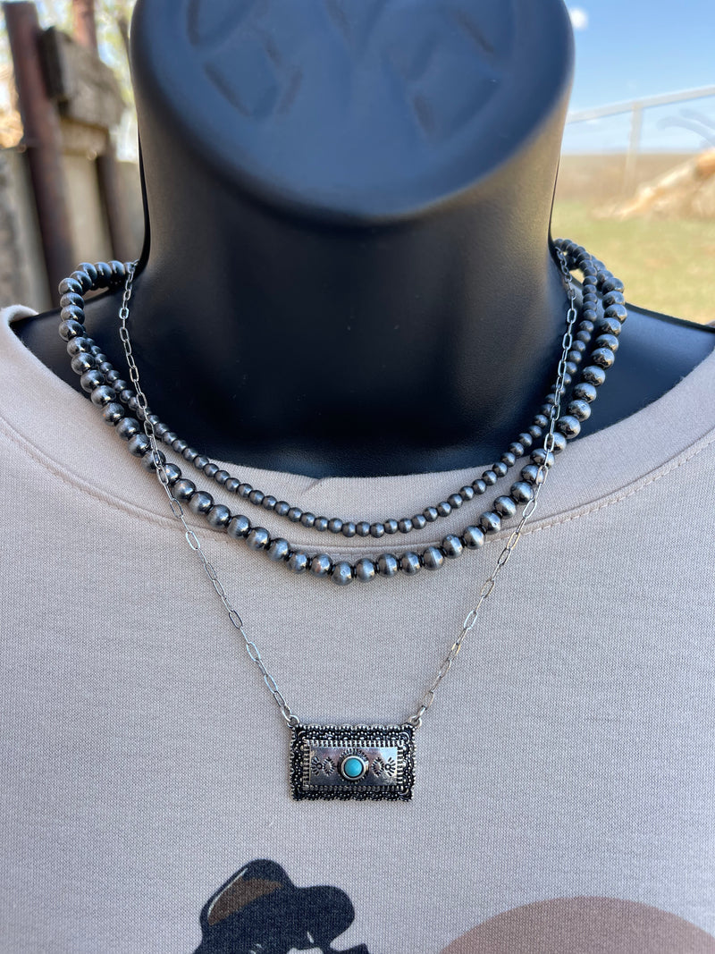 The Madison Turquoise Navajo Pearl Layered Necklace