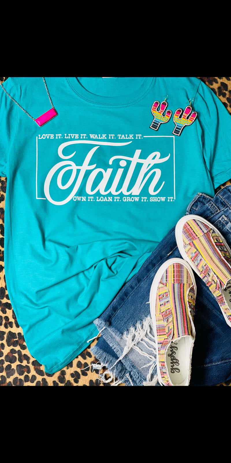 FAITH Love it Live It Walk It Talk It Top - Also in Plus Size