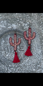 Twisted Cactus Tassel Earrings