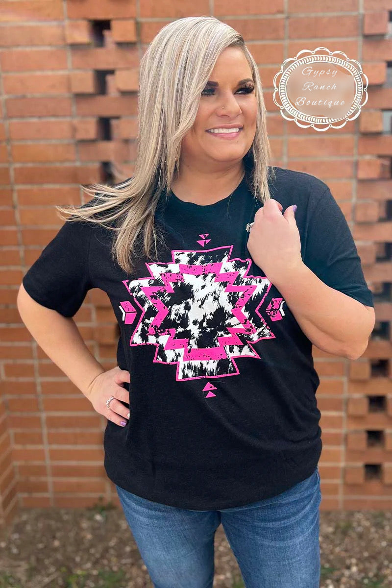 Pilots Point Aztec Cowhide Top - Also in Plus Size