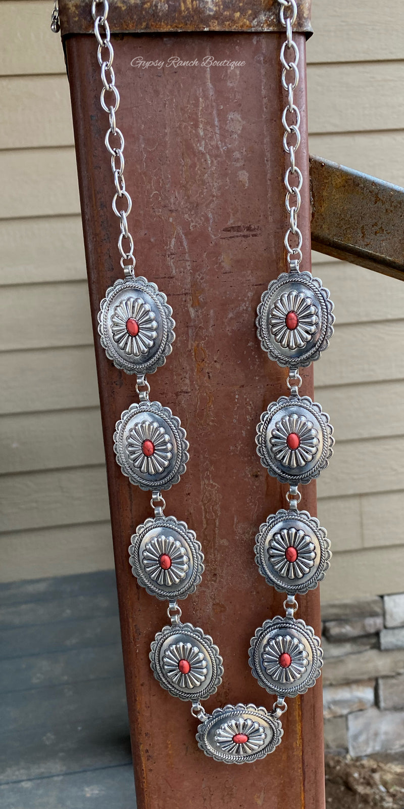 On the Concho Coral Necklace