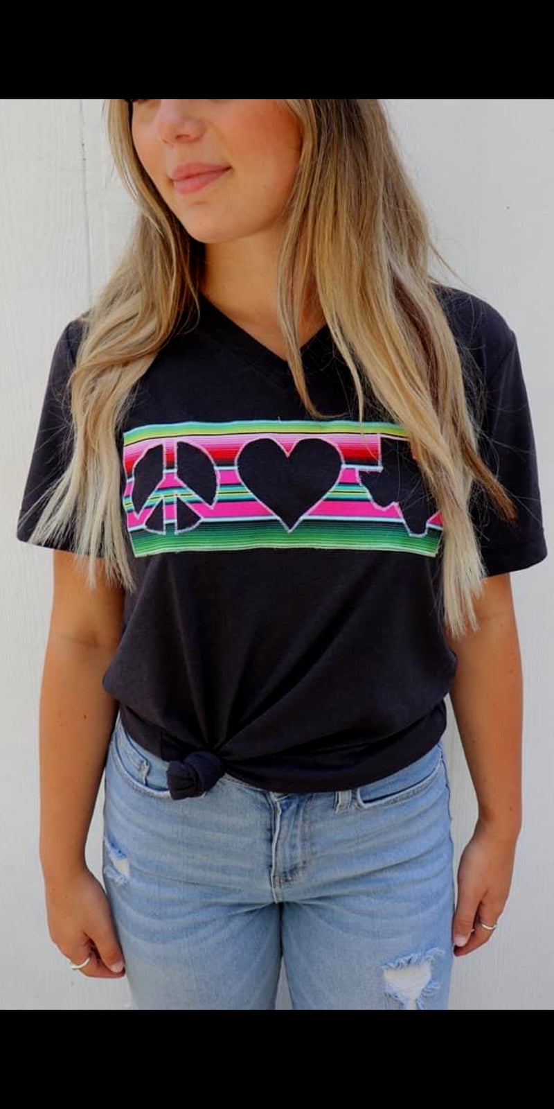 Peace Love Texas Embroidered Serape Top  - Also in Plus Size