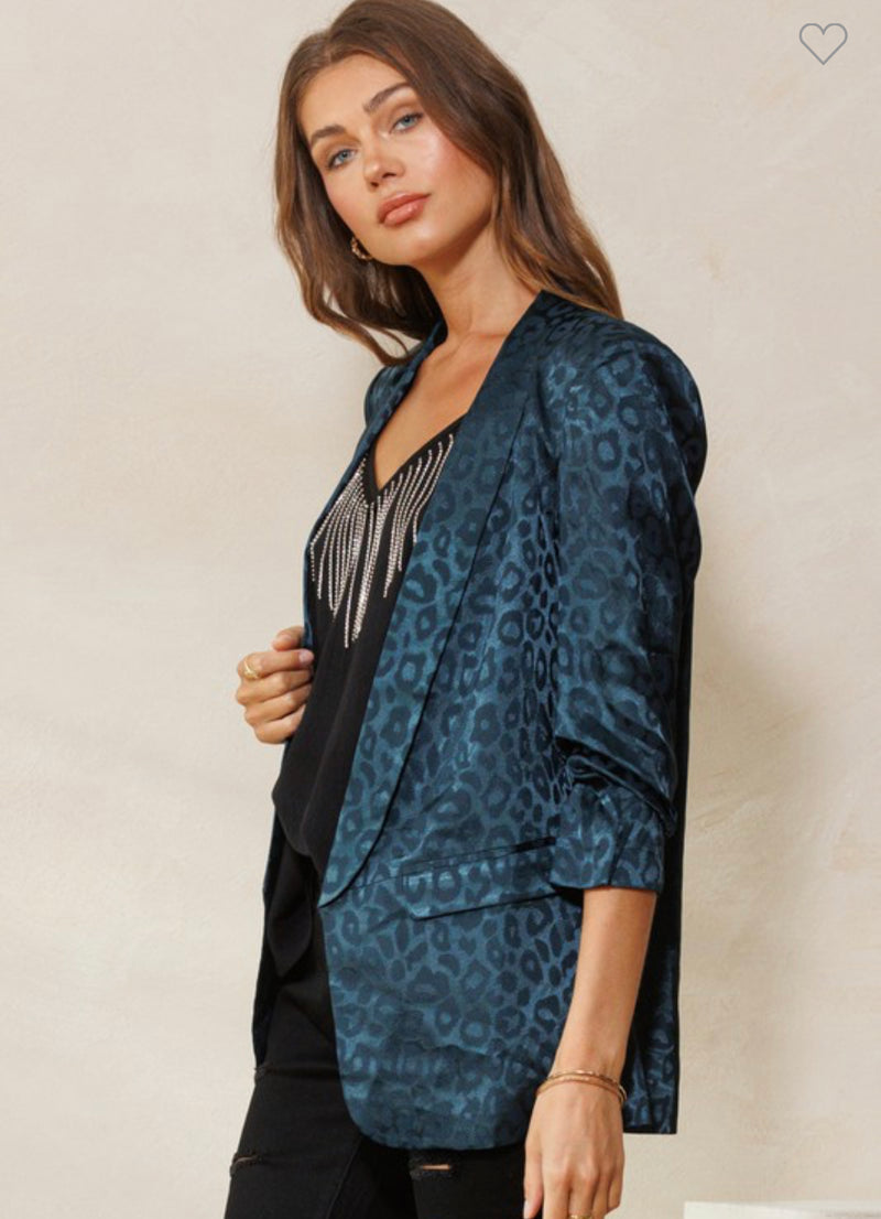 Nash Black Leopard Blazer Style Cardigan