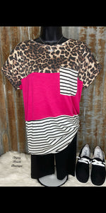 Windham Leopard Stripe Top - Also in Plus Size