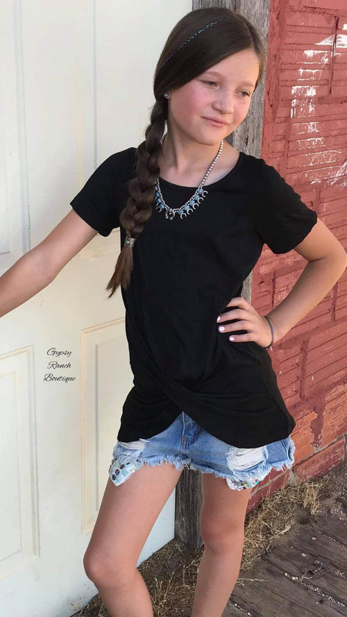 Kids Black Lacee Knot Top