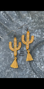 Twisted Cactus Tassel Earrings