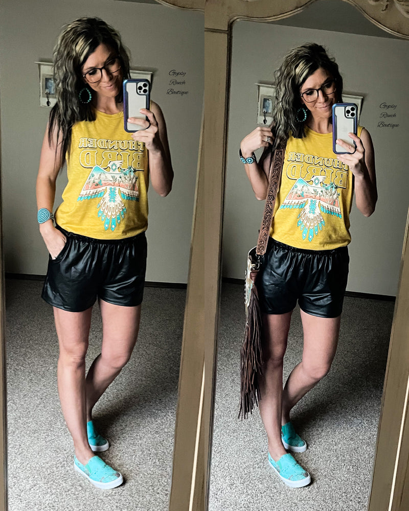 Fallon Faux Leather Black Shorts