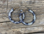 Black & Crystal Rhinestone Hoop Earrings
