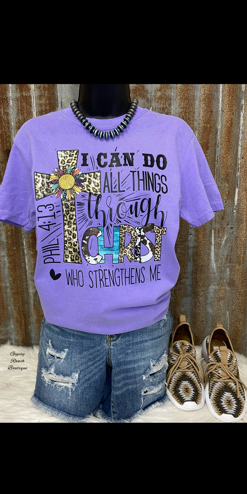 I can do All Things Through Christ Purple Tee - Also in Plus Size