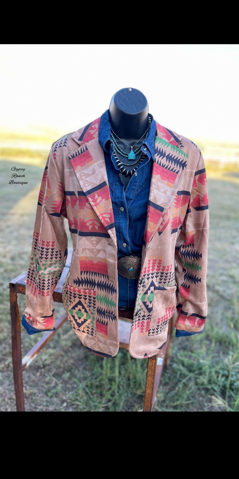 Davenport Tribal Suede Blazer - Also in Plus Size