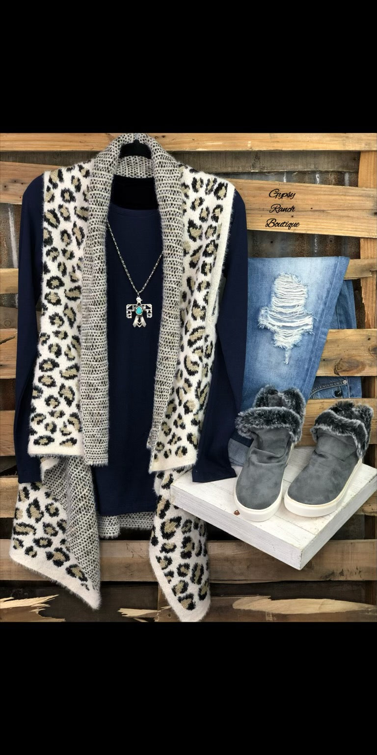 Seattle Leopard Kimono Vest- Also in Plus Size