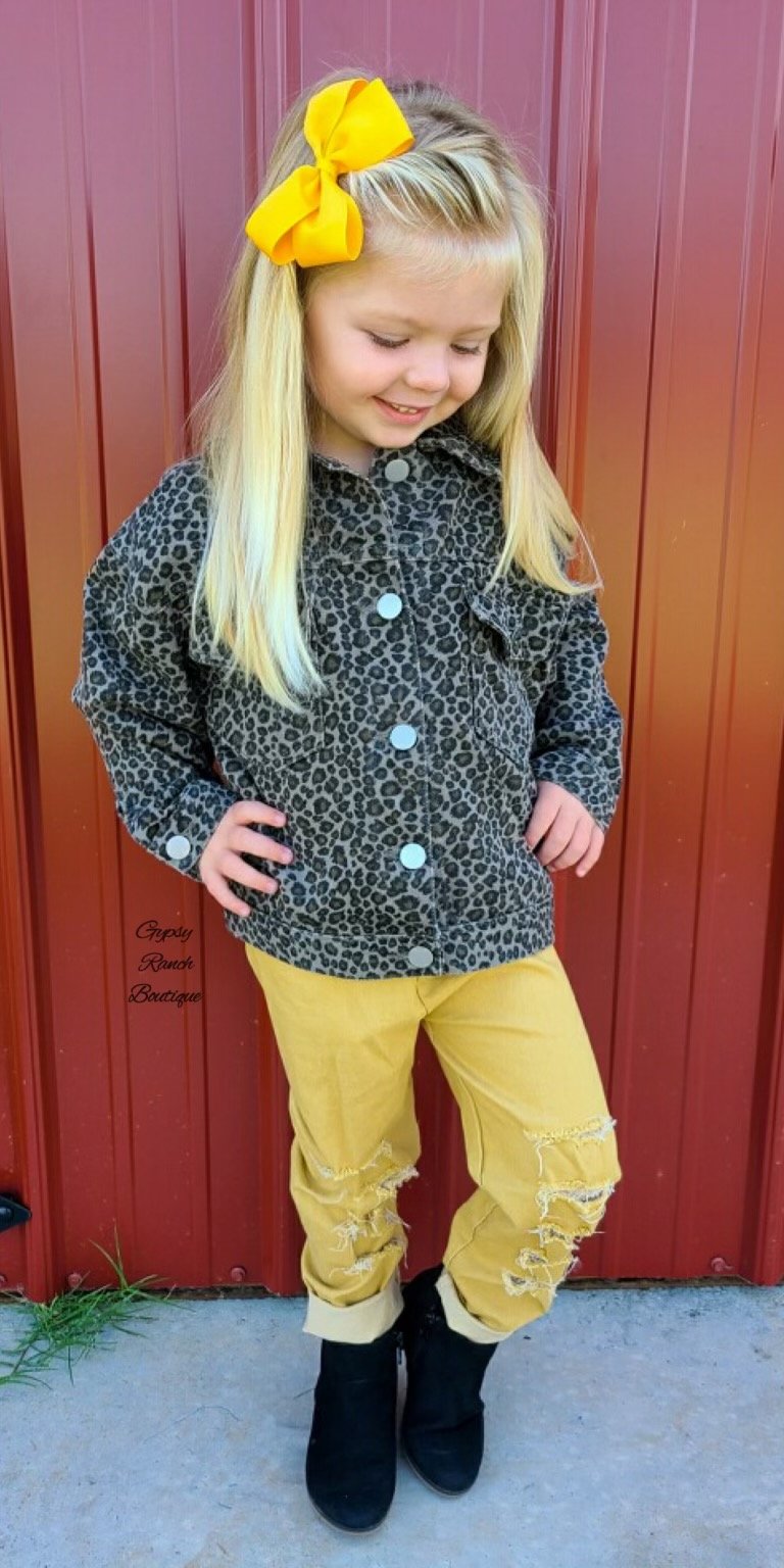 Kid Leila Cheetah Denim Jacket