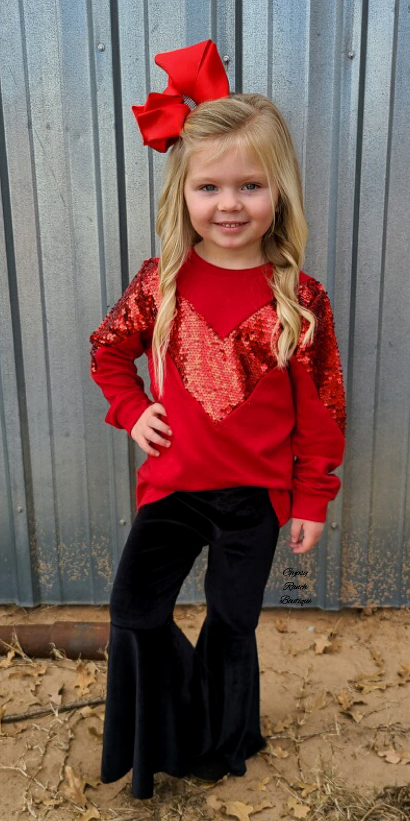 Kids Black Velour Bell Pants