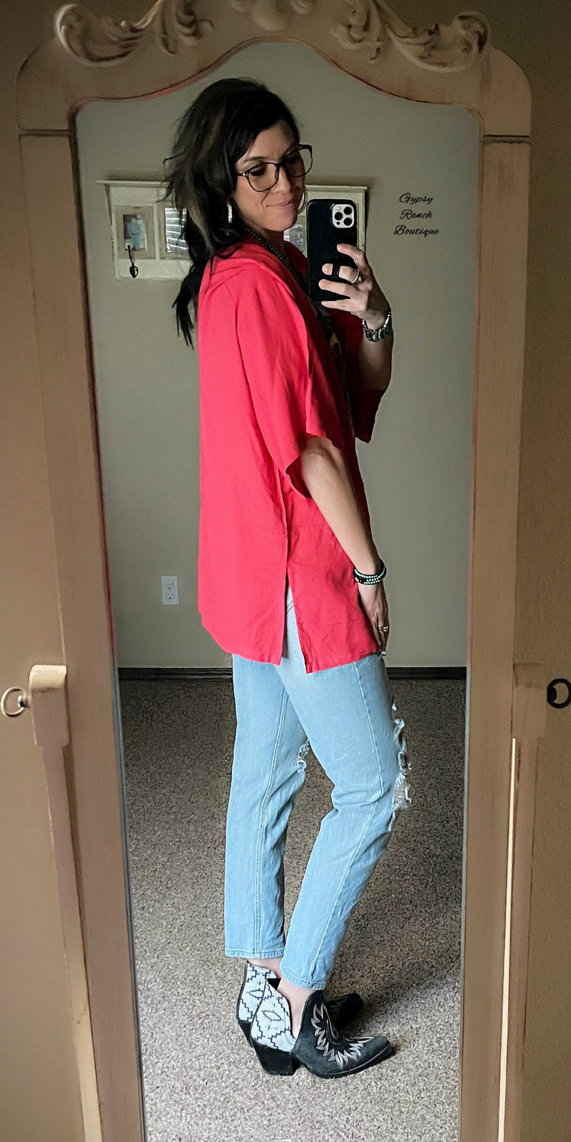 Spring Fling Coral Linen Kimono - Also in Plus Size