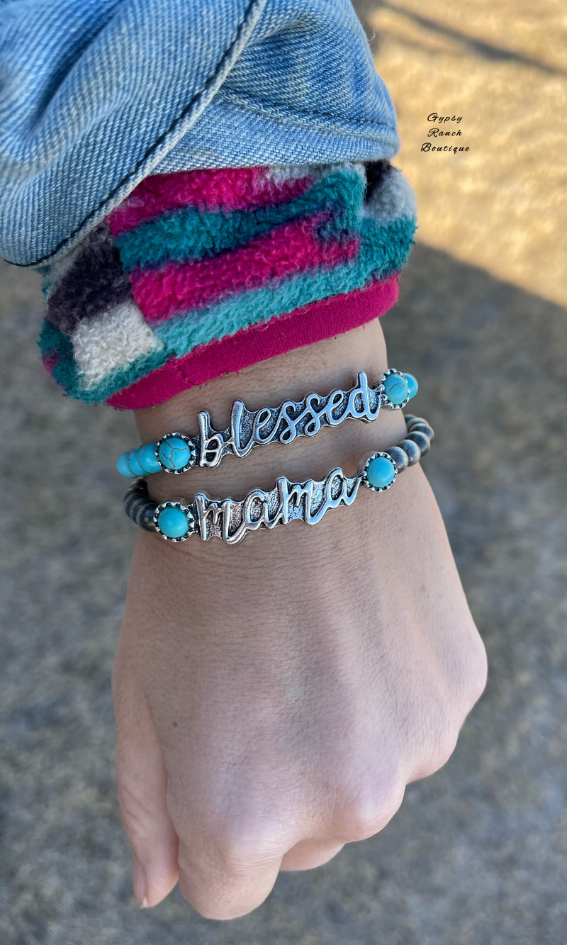 Blessed Mama Turquoise Navajo Pearl Bracelet Set