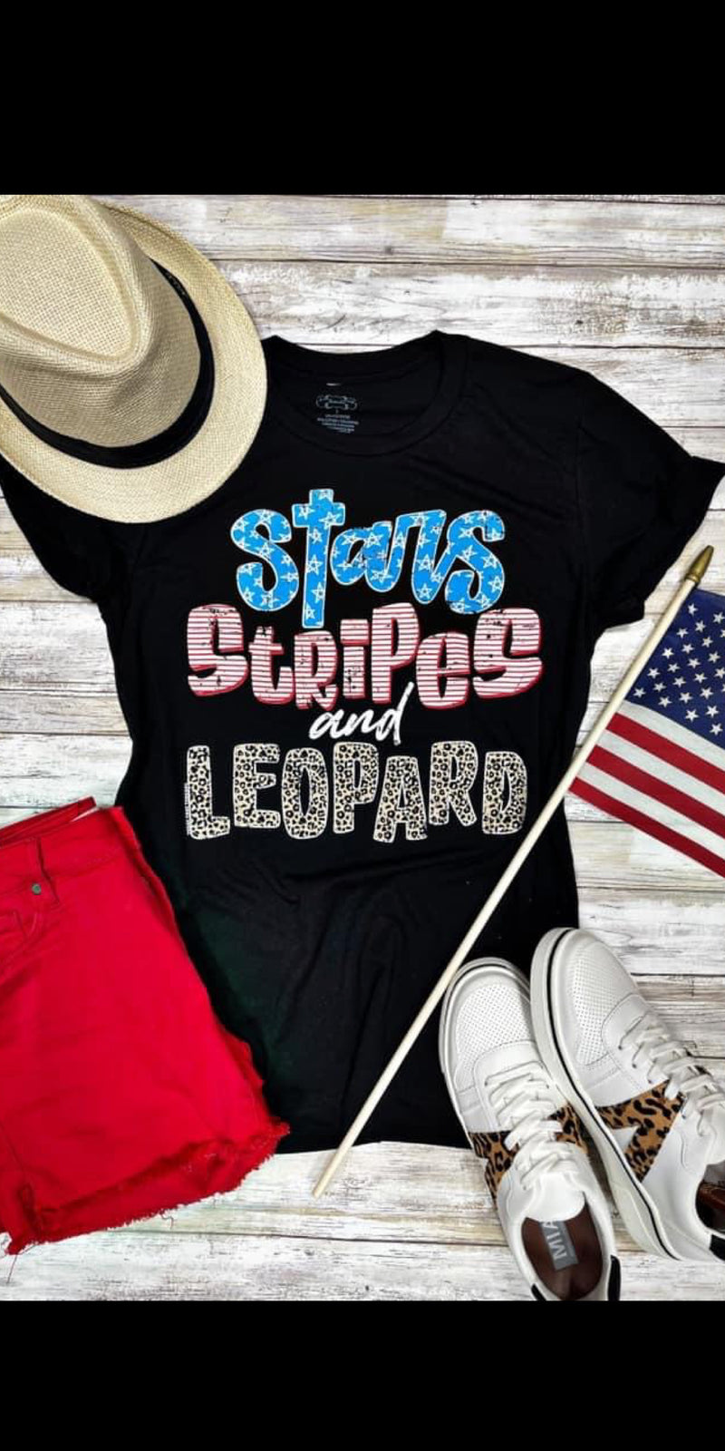 Stars Stripes & Leopard Top - Also in Plus Size