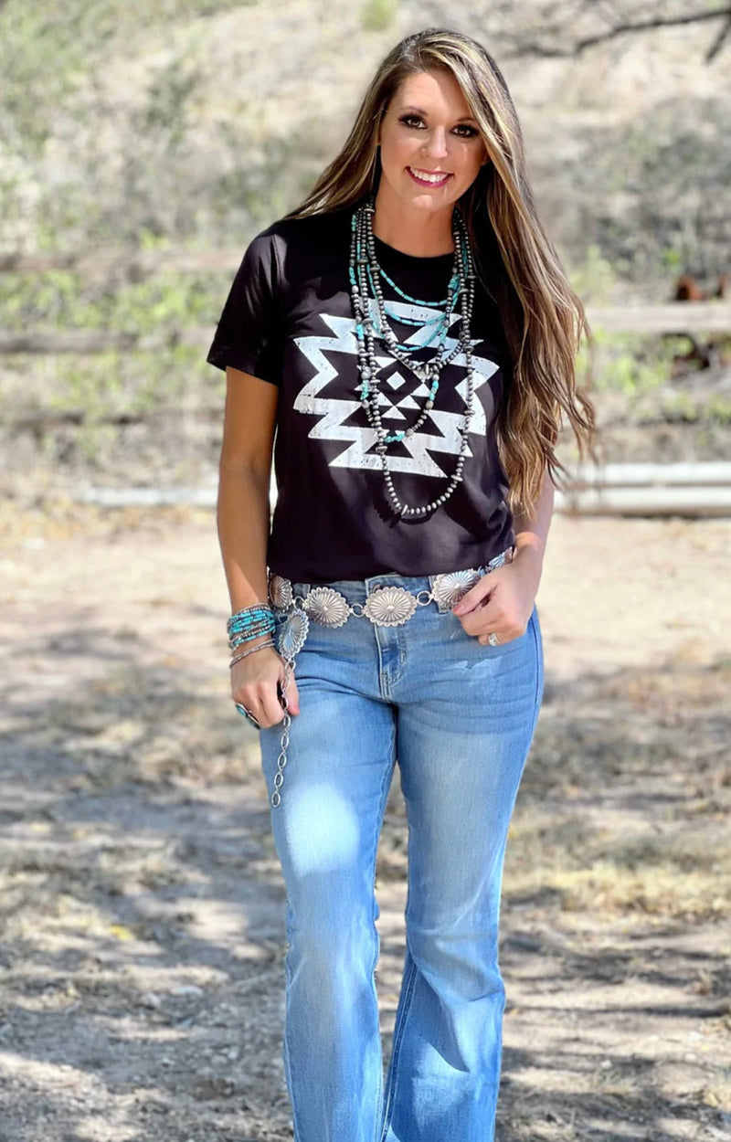 Alex Aztec Black Top - Also in Plus Size