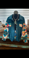 Better Days Velvet Aztec Button Up Shacket Top