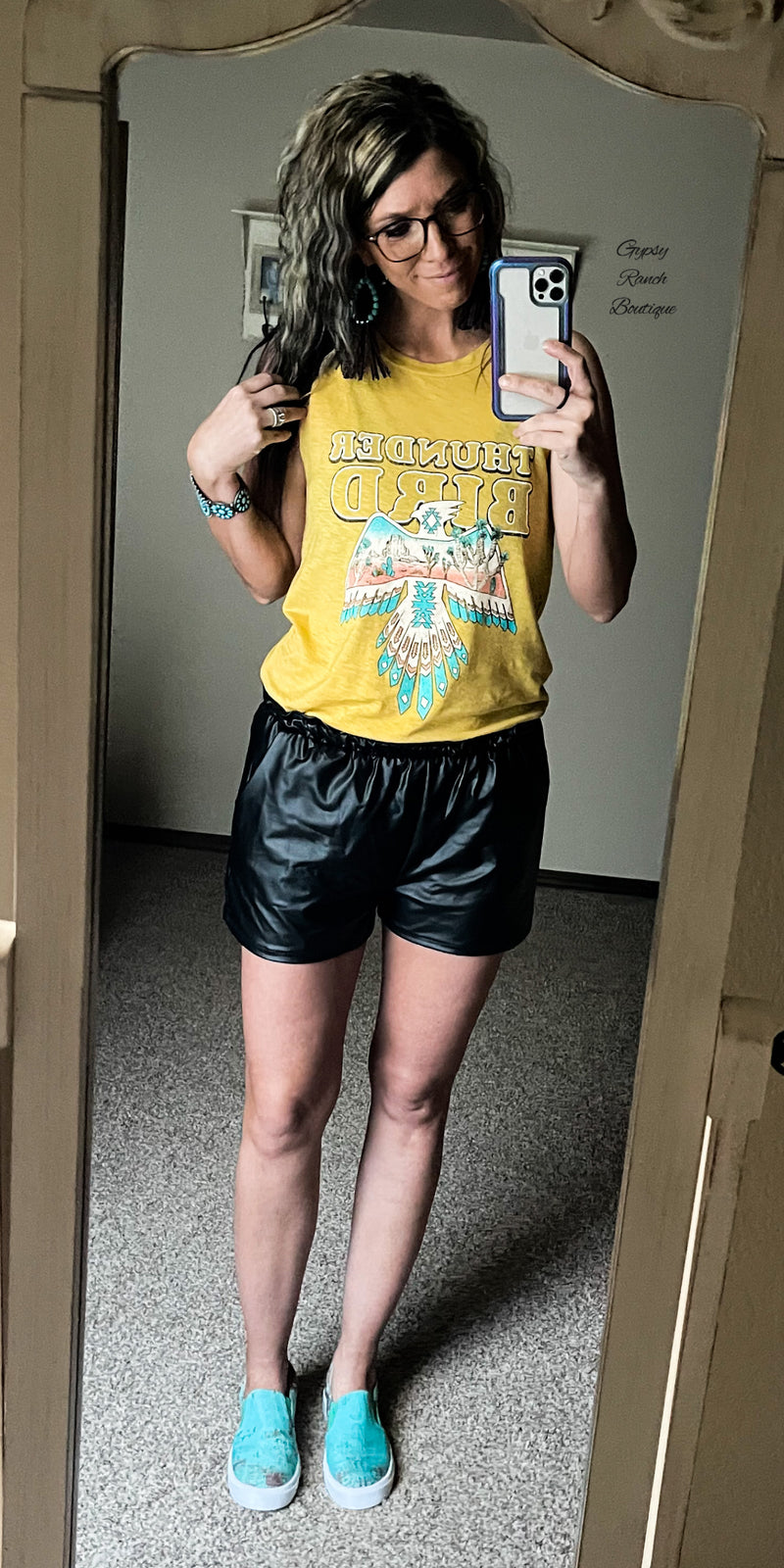 Fallon Faux Leather Black Shorts
