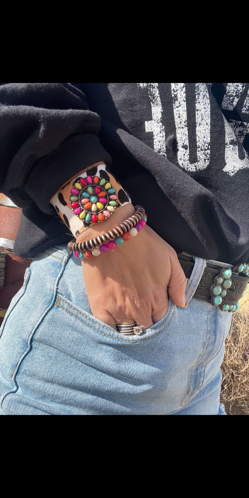 Durango Hair on Hide Leopard Multi Bracelet Set