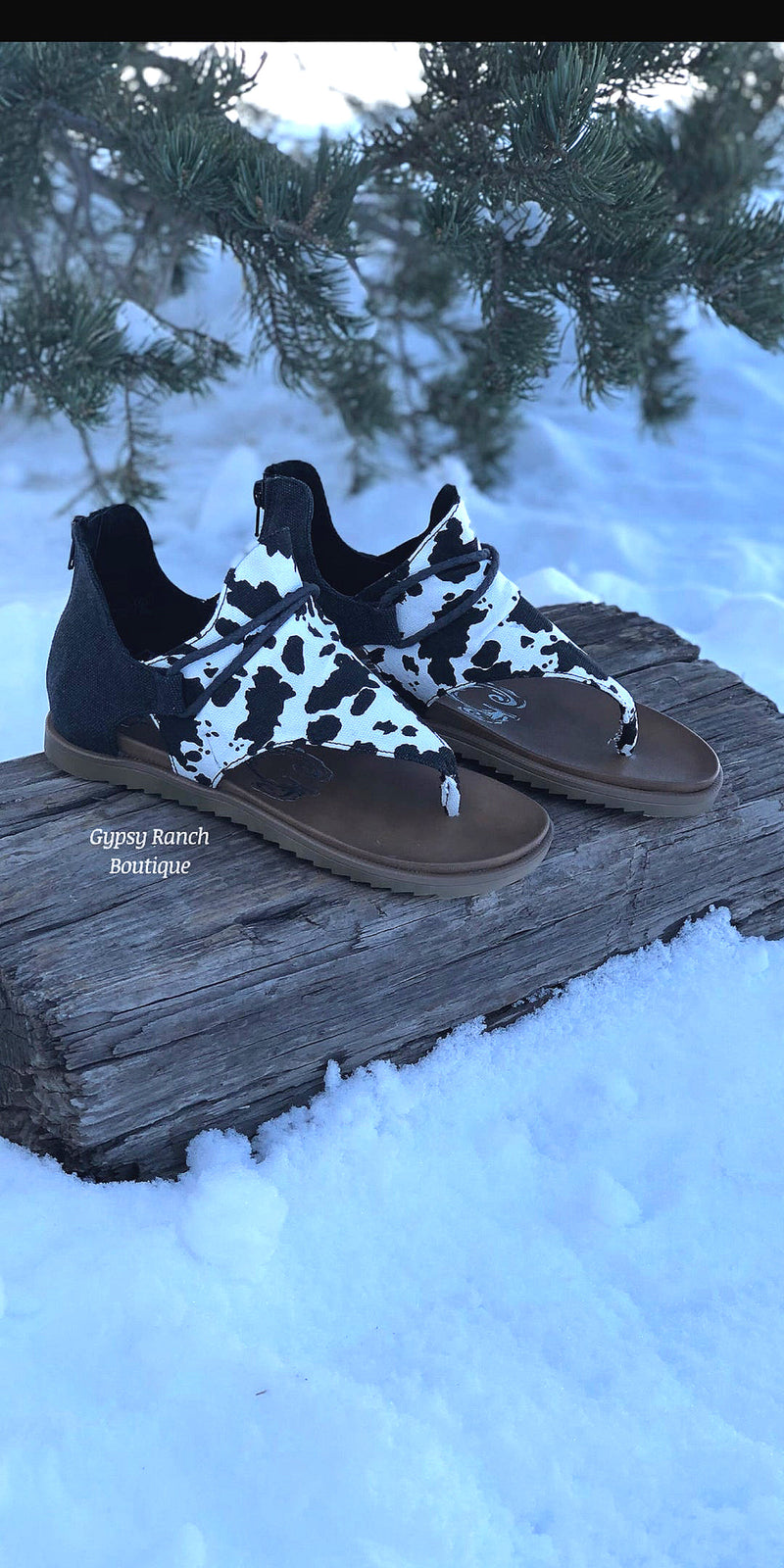 Infinity Cow Print Sandals