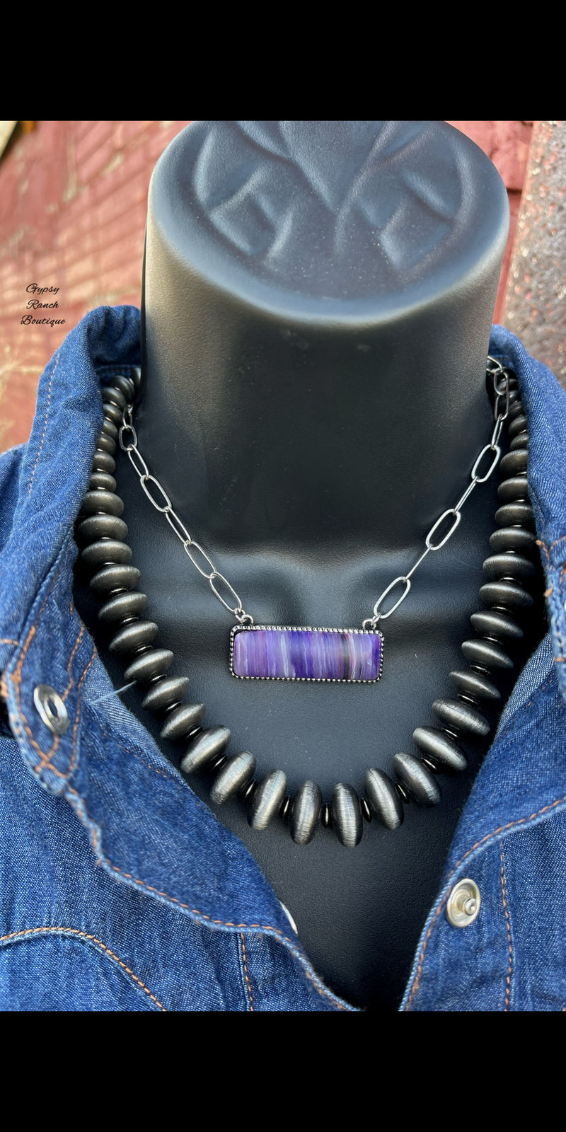 The Crossover Purple Bar Necklace