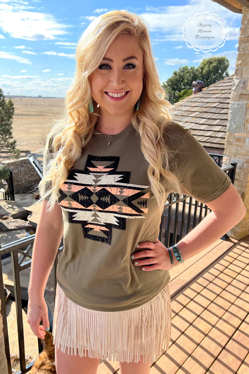Amarillo Highway Aztec Cross Top - Also in Plus Size