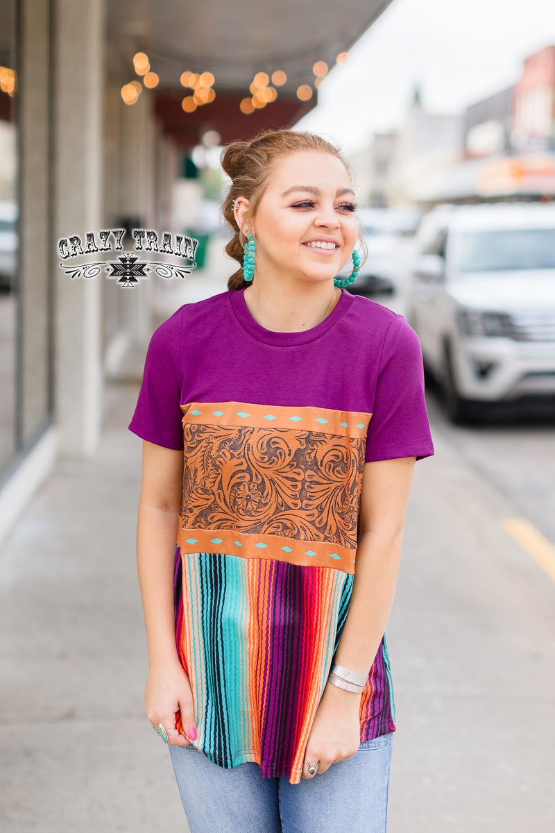 Ranch Royalty Serape Tooled Top - Also in Plus Size