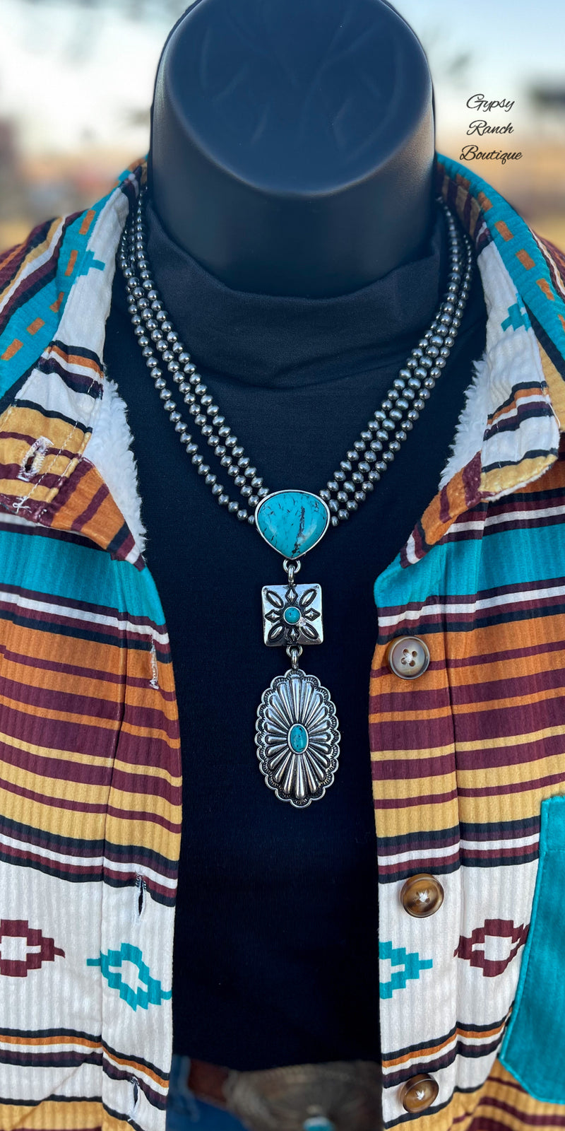 Cimarron Silver Turquoise Layered Necklace