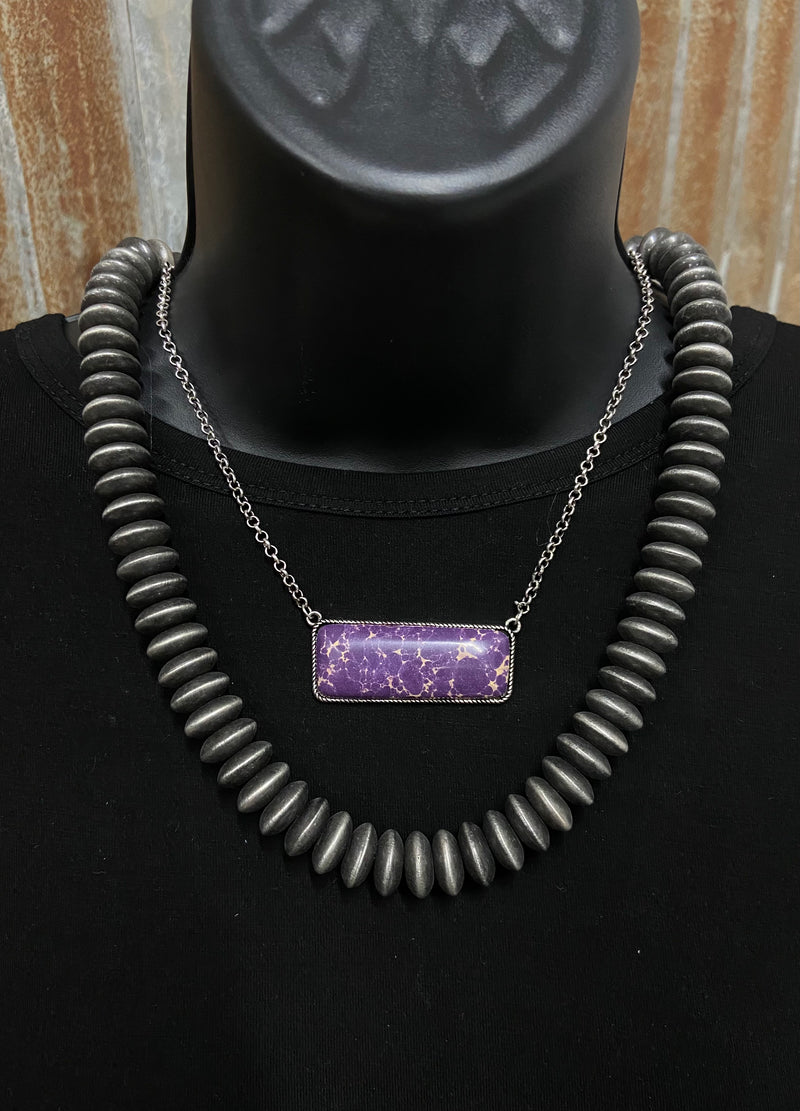 South Point Purple Bar or Beaded Navajo Pearl Necklace