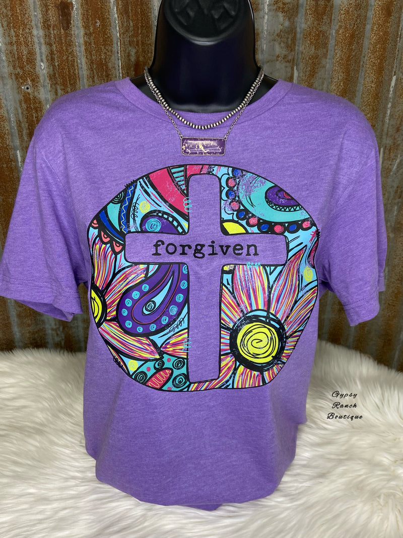 Purple Paisley Cross Forgiven Tee - Also in Plus Size