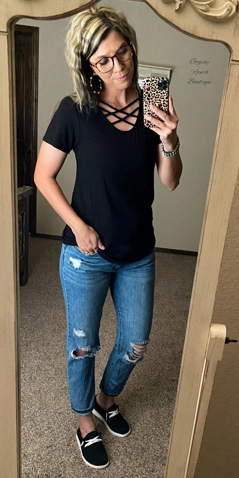 Trinidad Black Criss Cross Top - Also in Plus Size