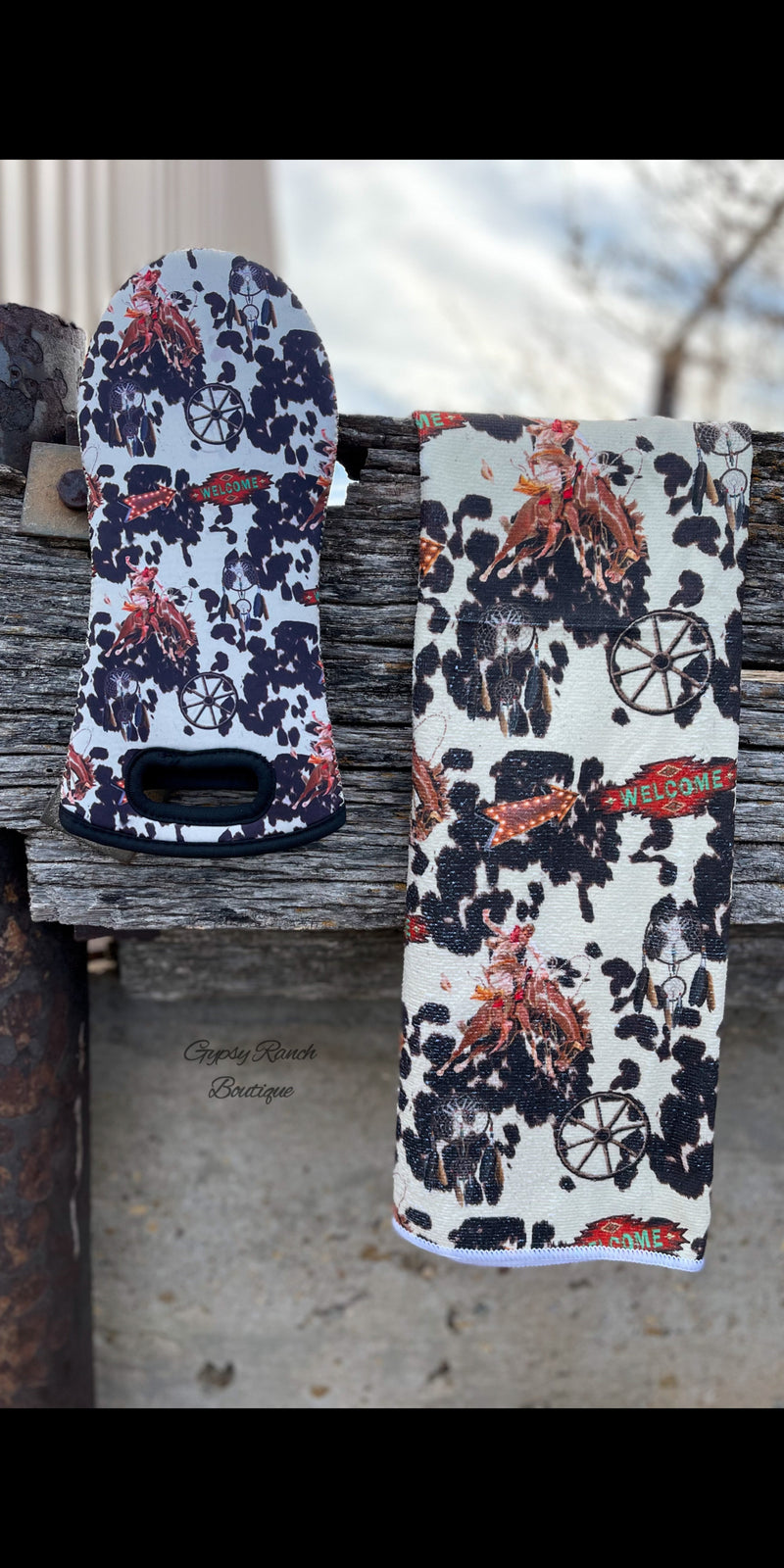 Welcome to the West Kitchen or Bathroom Decorative Towel & Oven Mitt
