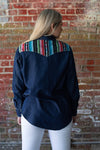 Seguin Serape Denim Top -Also in Plus Size
