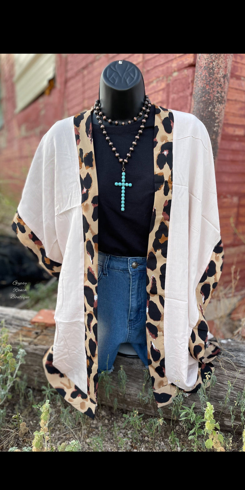 Alpine Neutral Leopard Cardigan Kimono - Also in Plus Size