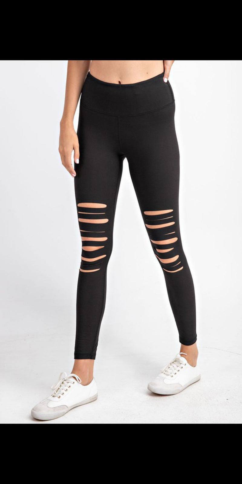 Jett Black Slit Knee Active Leggings