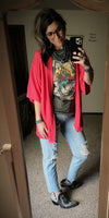 Spring Fling Coral Linen Kimono - Also in Plus Size