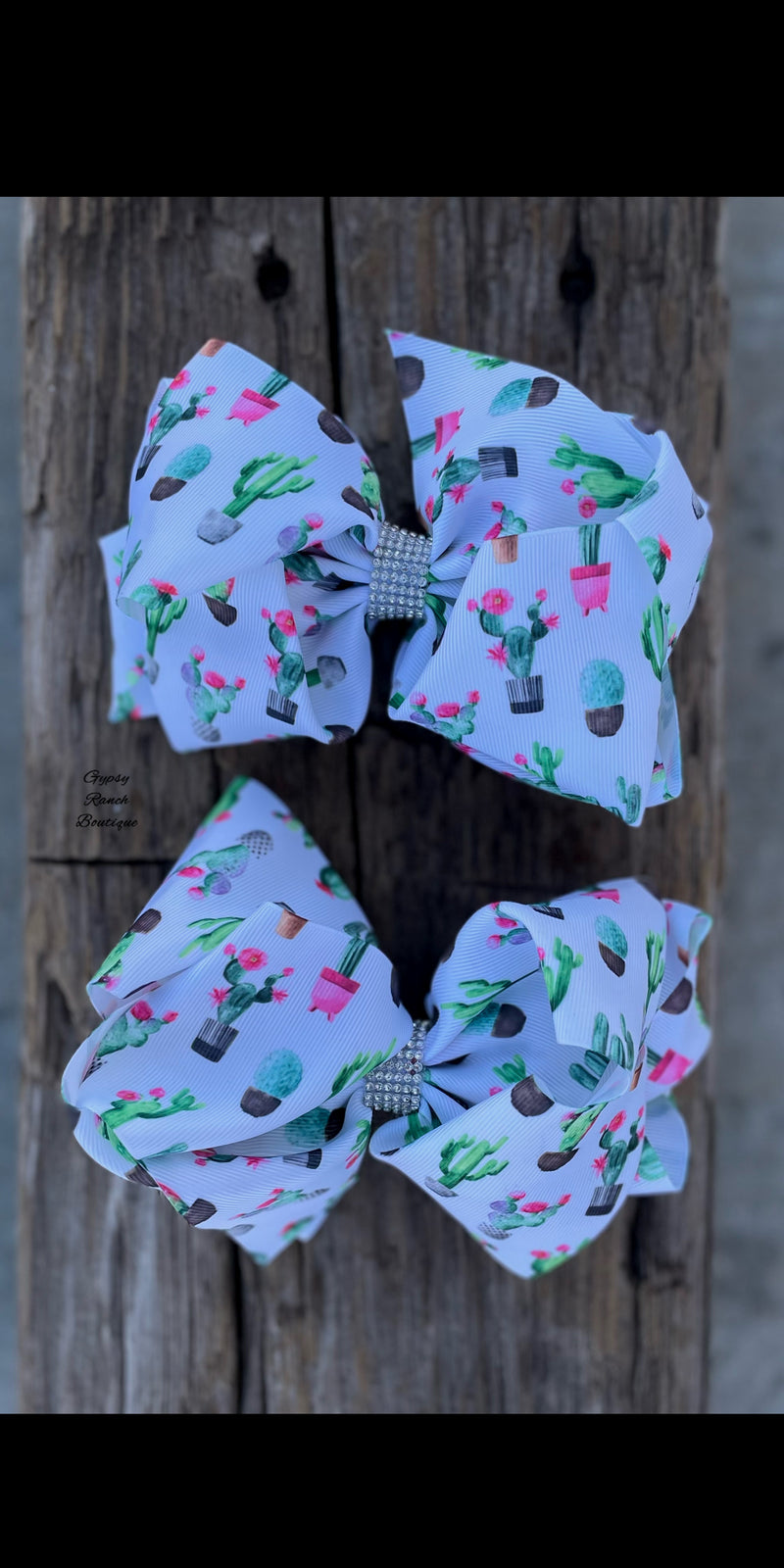 Cactus Rhinestone Bow