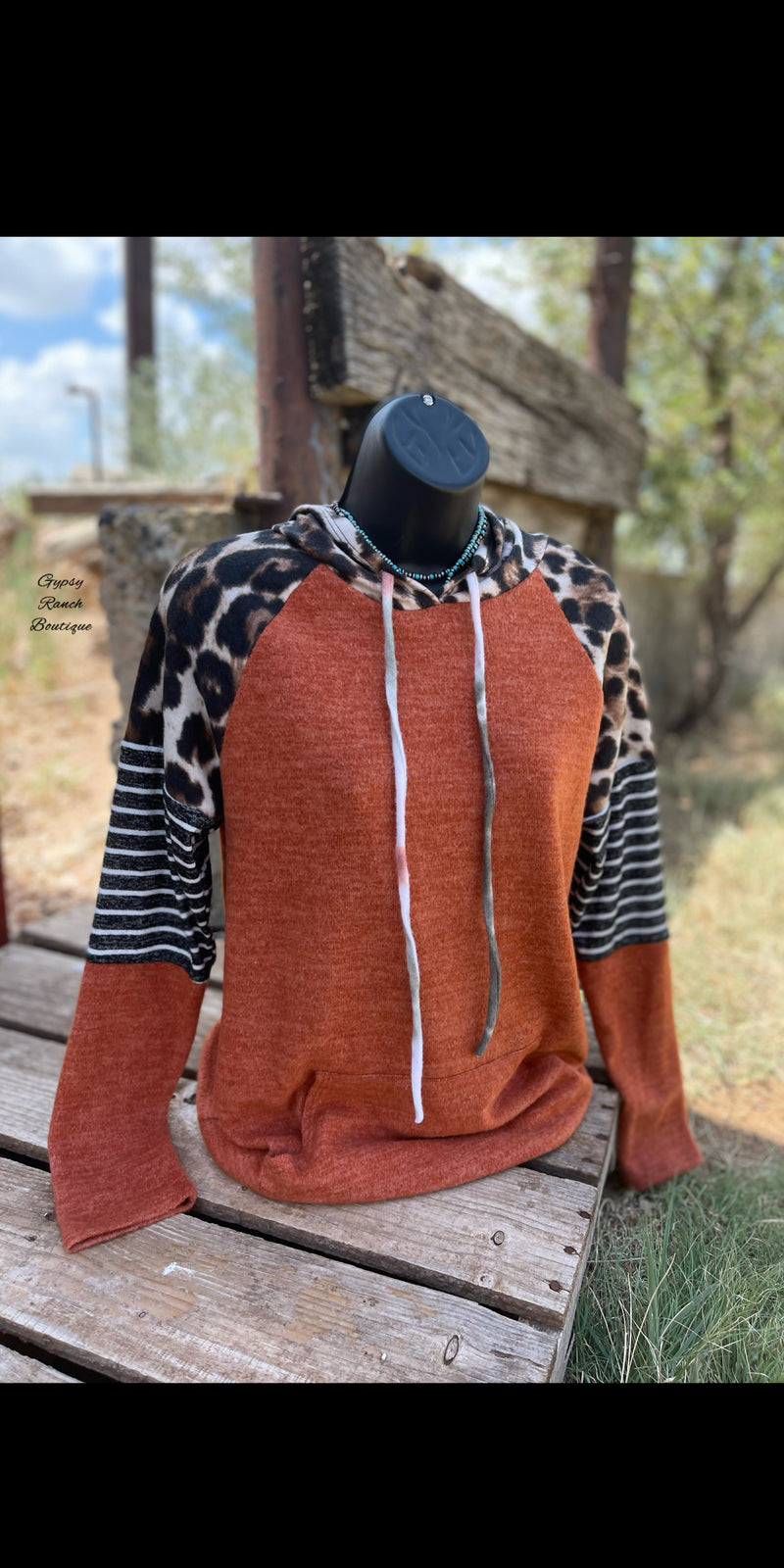 The Chaplin Leopard Rust Hoodie Top - Also in Plus Size